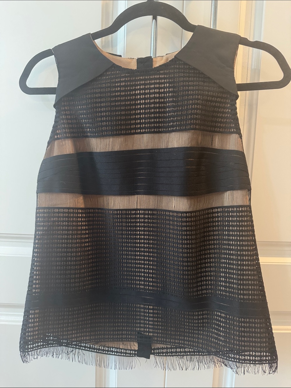 Greylin Black and Nude Top with Button Back detail
